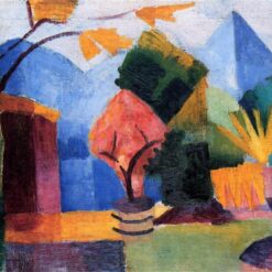 Dafen Village Presents: Inspired by August Macke's 1913 'Garden on Lake Thun' - Orphism Landscape Oil on Canvas Artwork for Interior Enhancement and Art Lovers