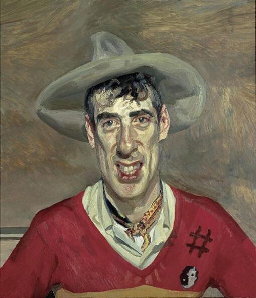 Authentic Reproduction of Lucian Freud’s 1997 ‘Gaz’ – Expressionist Portrait Oil Painting