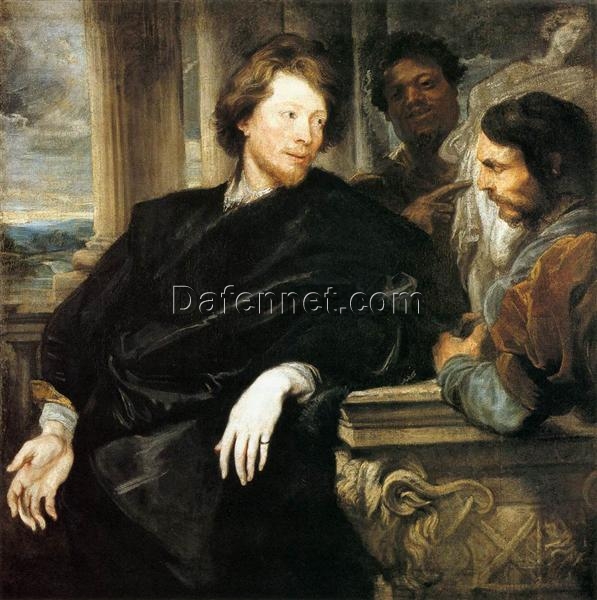 Dafen Village Hand-Painted “George Gage with Two Men” INSPIRED BY Anthony van Dyck’s 1622 – 1623 Baroque Portrait Masterpiece for Art Aficionados