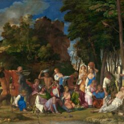 Titian’s The Feast of the Gods – High Renaissance Mythological Oil Painting Reproduction by DaFen Village Studio