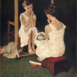 Hand - Painted Replica of Norman Rockwell's "Girl at Mirror" Inspired by 1954 Original - Dafen Village Oil Painting for Home Decor