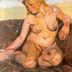 High - Quality Reproduction of Lucian Freud's 'Girl Holding her Foot' (1985) - Expressionist Nude Oil Painting on Canvas