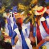 Dafen Village Studio's Magnificent Reproduction - August Macke's 1914 'Girl in the greenery' Expressionist Genre Oil on Canvas for Art Connoisseurs