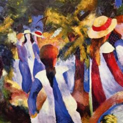 Dafen Village Studio's Magnificent Reproduction - August Macke's 1914 'Girl in the greenery' Expressionist Genre Oil on Canvas for Art Connoisseurs