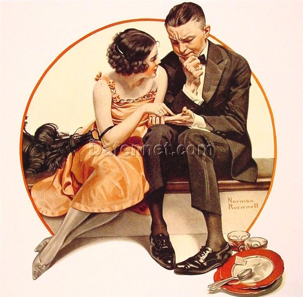 Dafen Village Replica – Norman Rockwell’s 1921 ‘Girl Reading Palm’ Regionalism Oil Painting