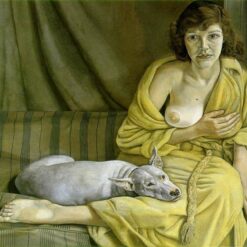 Authentic - Looking "Girl with a White Dog" Inspired by Lucian Freud's c.1951 - c.1952 Creation - Dafen Village Artisanry