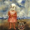 Custom Oil Painting Inspired by Frida Kahlo’s Girl with Death Mask (She Plays Alone) – Hand-Painted Naïve Art Reproduction from DaFen Village Studio | Symbolic Mexican Fine Art for Home, Office, and Gallery Décor