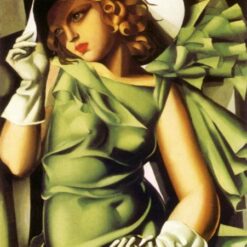 Tamara de Lempicka-Inspired "Girl with Gloves" – Elegant Art Deco Portrait for Timeless Wall Décor & Art Collectors | DaFen Village Studio