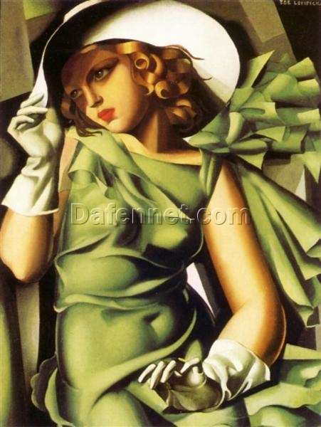 Tamara de Lempicka-Inspired “Girl with Gloves” – Elegant Art Deco Portrait for Timeless Wall Décor & Art Collectors | DaFen Village Studio