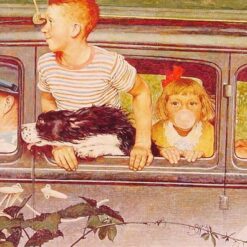 Authentic - Looking "Going and Coming" Oil Painting Inspired by Rockwell's Timeless Work - Made in Dafen Village