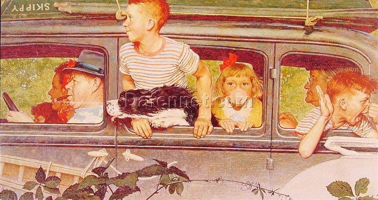 Authentic – Looking “Going and Coming” Oil Painting Inspired by Rockwell’s Timeless Work – Made in Dafen Village