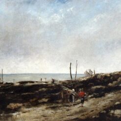 Charming 1865 Gustave Courbet 'Going Fishing' Realist Oil on Canvas Genre Painting - 89.5x116.9 cm, Inspired by Private Collection Gem, Ideal for Art Aficionados and Fishing Enthusiasts