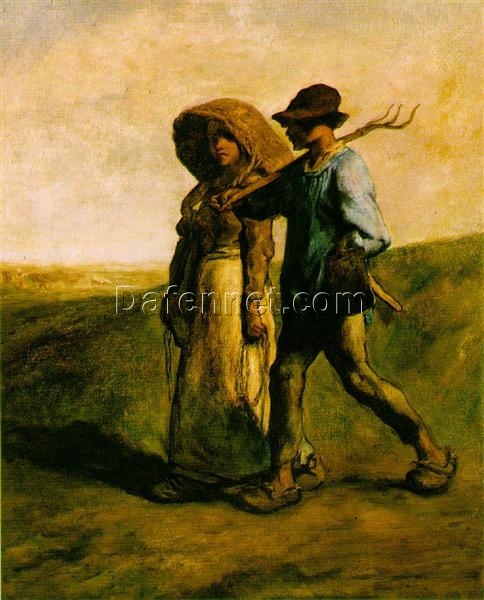 Custom-Sized Realist Genre Painting “Going to Work” Inspired by Jean-Francois Millet’s 1851 – 1853 Masterpiece – Handmade in Dafen Village to Suit Your Space