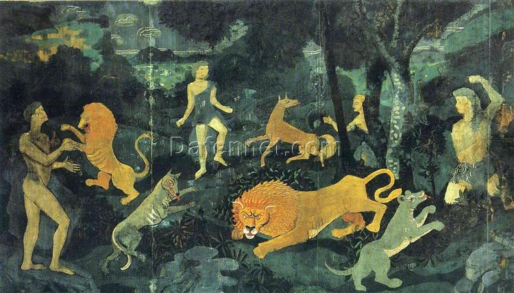 High – Quality Reproduction of Andre Derain’s c.1940 Allegorical Painting ‘Golden age’ Blending Naïve Art (Primitivism) and Neoclassicism, Exclusive from Dafen Village’s Premier Studios