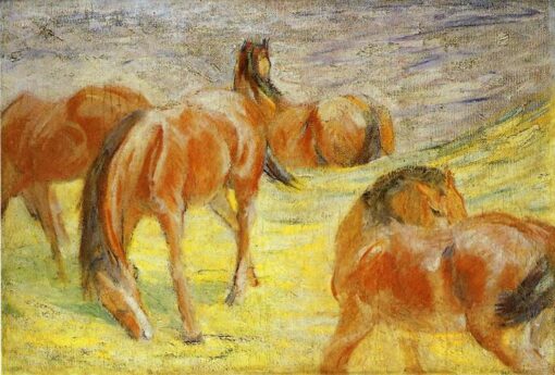 Franz Marc's ‘Weidende Pferde’ inspiriert von handgemalter Öl-Leinwand - Perfekt für die Dekoration von Wohnräumen im Dafen Village Stil