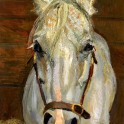 Exquisite Dafen Village Creation: 'Grey Gelding' Inspired by Lucian Freud (2003) - Expressionist Animal Oil Painting