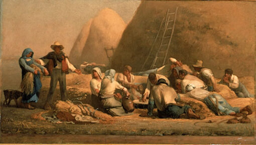 Hand – Painted Realist Genre Painting “Harvesters Resting” INSPIRED BY Jean – Francois Millet (1850 – 1853) – Skillfully Rendered by Dafen Village Artisans