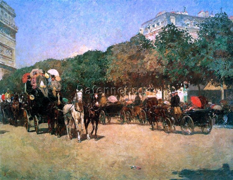Dafen Village Inspired Reproduction of Childe Hassam’s “Grand Prix Day, Sun” (1887) – High-Quality Impressionist Genre Oil Painting for Sale, Great for Art Collections and Interior Design