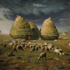 High-Quality Reproduction of Jean-Francois Millet's 1873 "Haystacks Autumn" - Realist Landscape Oil Painting from Renowned Dafen Village Studios for Art Collectors