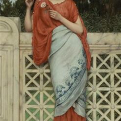 Captivating Hand - painted Oil Reproduction of 'He Loves Me, He Loves Me Not' INSPIRED BY John William Godward's 1896 Neoclassical Genre Painting, from Dafen Village for Art Enthusiasts and Neoclassical Art Lovers