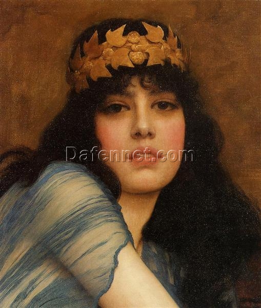 Customizable Oil Painting of ‘Head of a Girl (The Priestess)’ in the Vein of John William Godward’s 1896 Neoclassical Style, Created in Dafen Village for Gift – givers Looking for Unusual Neoclassical Art Gifts