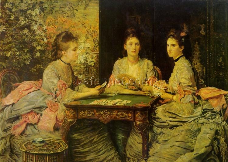 Hand-Painted Reproduction of John Everett Millais’ “Hearts are Trumps” – A Charming Realistic Genre Oil Painting from Dafen Village