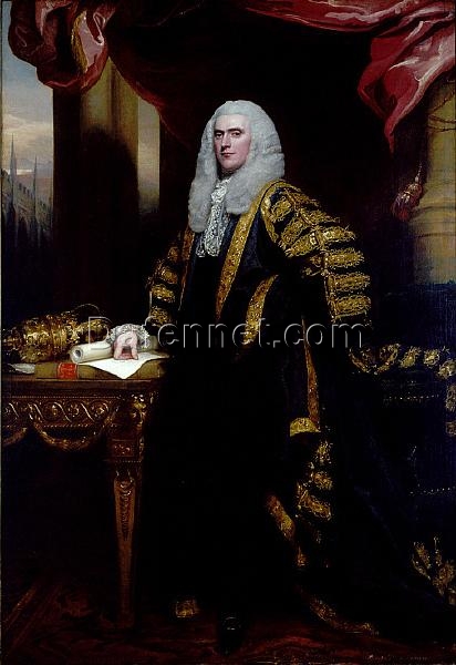 Authentic Handmade Oil Painting of Henry Addington, First Viscount Sidmouth INSPIRED BY John Singleton Copley’s 1797 – 1798 Timeless Neoclassical Portrait at Saint Louis Art Museum