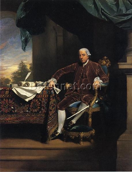 Large Format Hand-Painted Oil Canvas Replica of Henry Laurens INSPIRED BY John Singleton Copley’s 1782 Neoclassical Masterpiece at National Portrait Gallery, London