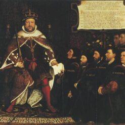 Authentic Hand-painted 'Henry VIII handing over a charter to Thomas Vicary' INSPIRED BY Hans Holbein the Younger - Northern Renaissance Style Oil on Panel from Dafen Village Studio for History Buffs and Art Aficionados