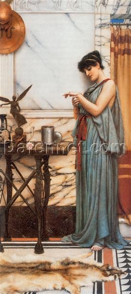 Captivating Hand – painted Oil Reproduction of ‘His Birthday Gift’ INSPIRED BY John William Godward’s 1889 Neoclassical Genre Painting, from Dafen Village for Art Enthusiasts and Neoclassical Lovers