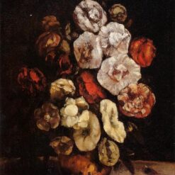 Custom - Tailored Oil Painting on Canvas Inspired by Gustave Courbet's 'Hollyhocks in a Copper Bowl' (1872) - Exclusive Offer from Dafen Village Studios