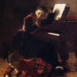 Authentic-Looking Realist Genre Painting "Home Scene" (1871) by Thomas Eakins - Dafen Village Creation, Oil Painting for Home and Office Spaces, Adored by Art Aficionados and Those Who Value Family and Home