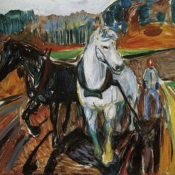 Edvard Munch's 'Horse Team' Expressionist Style Hand-painted Oil Canvas - Ideal for Creating a Dynamic and Energetic Atmosphere in Your Space