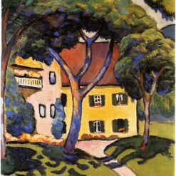 Dafen Village Studio's Exquisite Reproduction - August Macke's Expressionist 'House in a Landscape' Oil on Canvas for Art Aficionados