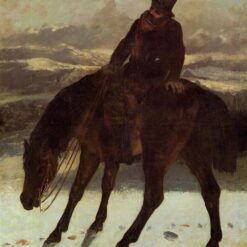 Authentically Rendered 1864 'Hunter on Horseback, Redcovering the Trail' by Gustave Courbet - Realist Oil Canvas Genre Painting, Capturing the Spirit of the Yale University Art Gallery Original, Perfect for Art Collectors and History Buffs