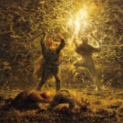 Hand-Painted Realist Genre Painting "Hunting Birds at Night" INSPIRED BY Jean-Francois Millet (1874) - Skillfully Crafted by Dafen Village Artisans for Art Aficionados Enthralled by Nocturnal Scenes