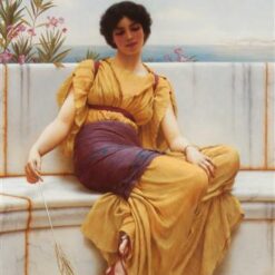 Exquisite Hand - painted Oil Reproduction of 'Idleness' INSPIRED BY John William Godward's 1900 Neoclassical Portrait, from Dafen Village for Art Aficionados and Neoclassical Art Lovers