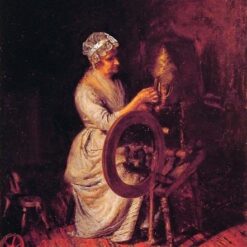 Authentic-Looking Realist Genre Painting "In Grandmothers Time" (1876) by Thomas Eakins - Dafen Village Creation, Oil Painting for Home and Office Spaces, Adored by Art Aficionados and Those Who Appreciate Historical Domestic Scenes