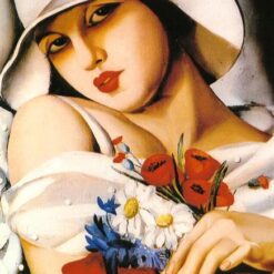 Tamara de Lempicka-Inspired "In The Middle of Summer" – Handcrafted Art Deco Portrait for Classic & Vintage Wall Art | DaFen Village Studio