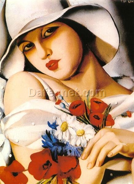 Tamara de Lempicka-Inspired “In The Middle of Summer” – Handcrafted Art Deco Portrait for Classic & Vintage Wall Art | DaFen Village Studio