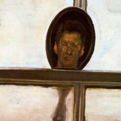 Authentic - Looking Reproduction of Lucian Freud's 'Interior with Hand Mirror (Self - Portrait)' (c.1967) - Handmade Expressionist Oil Self - Portrait from Dafen Village Artisans