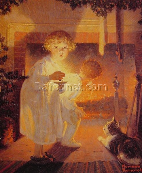 Dafen Village Presents: Inspired by 1920 Norman Rockwell’s ‘Is He Coming?’ – Regionalism Oil Canvas Artwork