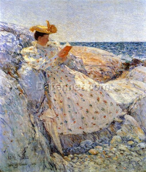Hand-Painted Replica of Childe Hassam’s “Isle of Shoals” – Captivating Impressionist Genre Oil Painting on Canvas from Dafen Village, Ideal for Art Aficionados and Coastal Art Enthusiasts