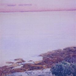 Hand-Painted Replica of Childe Hassam's "Isles of Shoals" - Enchanting Impressionist Landscape Oil Painting on Canvas from Dafen Village, Ideal for Art Enthusiasts and Coastal Art Lovers