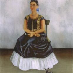 Custom Oil Painting Inspired by Frida Kahlo’s Itzcuintli Dog with Me – Hand-Painted Naïve Art Self-Portrait Reproduction from DaFen Village Studio | Mexican Fine Art for Home, Office, and Gallery Décor