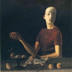 Custom - Sized Neoclassical Portrait of Jane keeping an apple Inspired by Andre Derain's 1938 Masterpiece, Handmade in Dafen Village