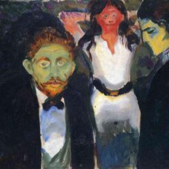 Custom Oil Painting Inspired by Edvard Munch’s Jealousy. From the Series The Green Room – Hand-Painted Expressionist Reproduction from DaFen Village Studio | Fine Art for Home and Office Décor