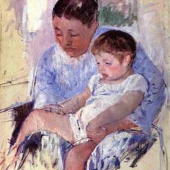 Stunning Reproduction of Mary Cassatt's 'Jenny and Her Sleepy Child' (c.1891) - A Glimpse into Impressionist Maternal Tenderness