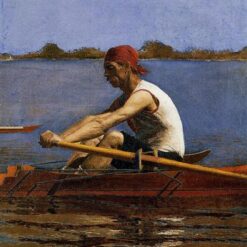 Authentic-Looking Realist Genre Painting "John Biglin in a Single Scull" (1873 - 1874) by Thomas Eakins - Dafen Village Creation, Oil Painting for Home and Office Spaces, Adored by Art Aficionados and Sports History Buffs