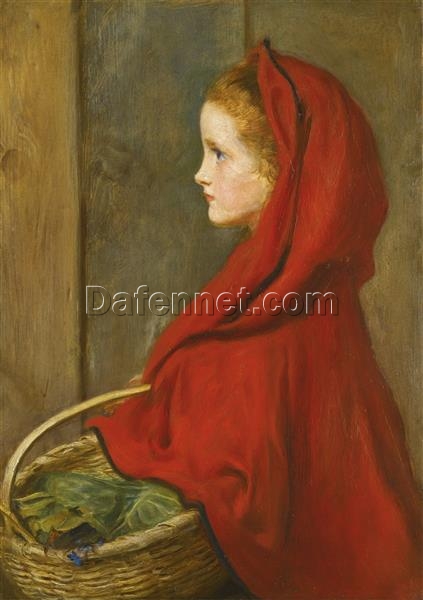 Authentic – Looking Reproduction of John Everett Millais’ “Red Riding Hood” (1864) – Oil Painting from Dafen Village Celebrating Romanticism and the Allure of Fairy Tales, Coveted by Art Collectors Searching on Google